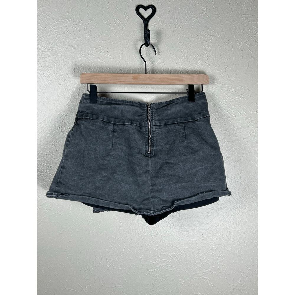 Vintage Y2K Micro Mini Skirt Size Small Skort Black Denim Skater Preppy Grunge - Picture 6 of 10